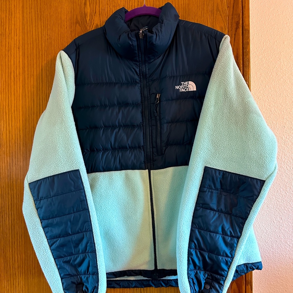 Women’s north face fleece puffer combo womens jacket in size extra large